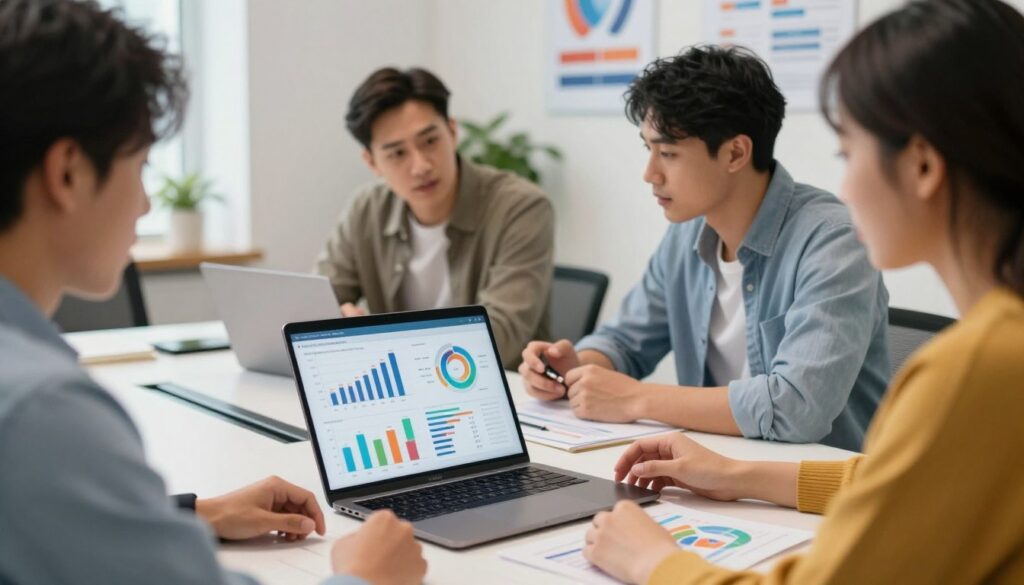 Small business reviewing analytics, traffic, and conversion results